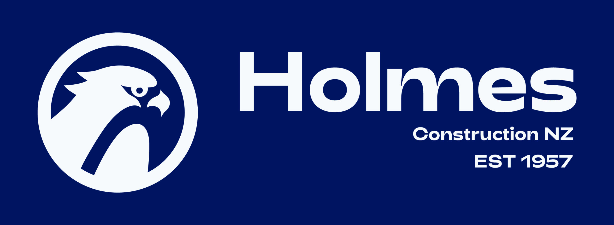 Holmes Construction 2024 - Primary Logo - Grey - Blue Background